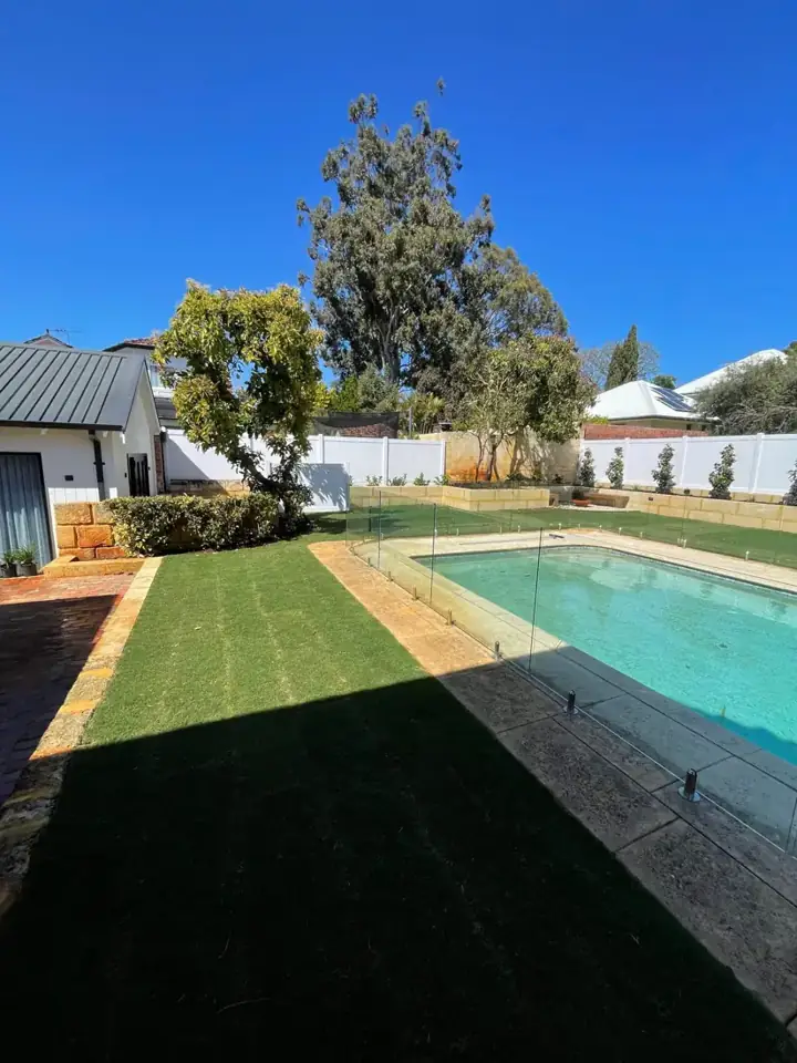 Finished garden with pool, walls and lawn, Nedlands