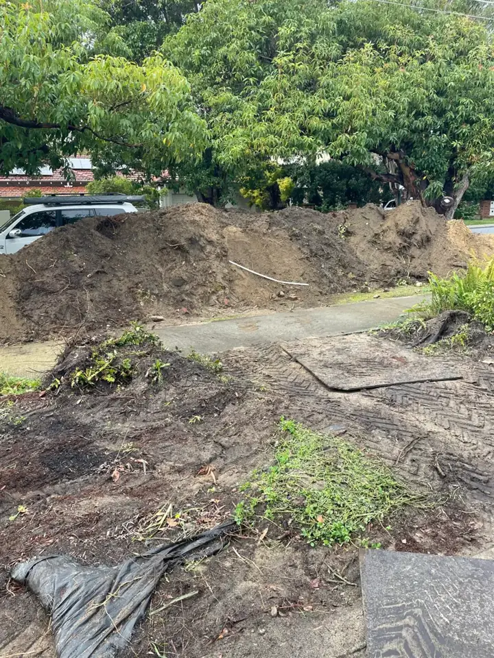 Excavation and soil piles during the build